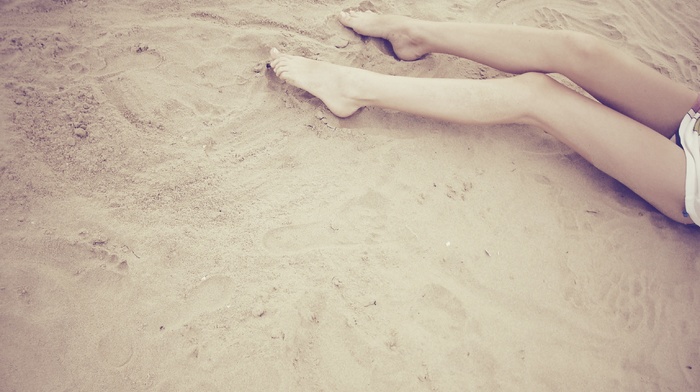 girl, legs, sand