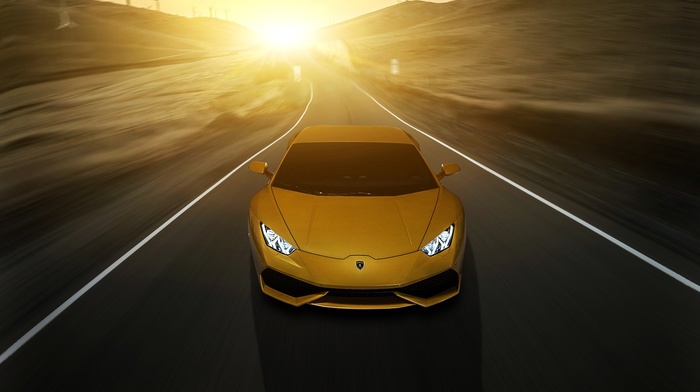 car, Lamborghini Huracan LP 610, 4, sunlight, Lamborghini, yellow