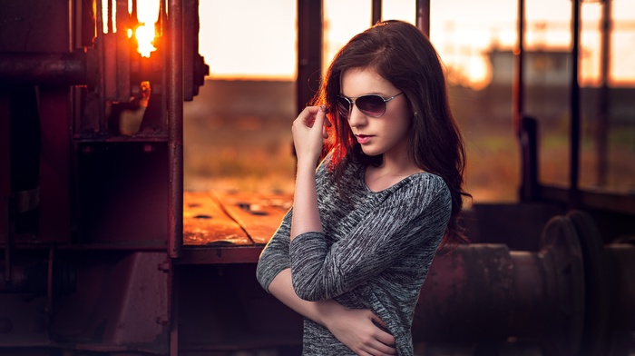 girl, model, sunset, sunglasses, portrait, girl with glasses