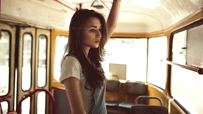 redhead, buses, model, girl