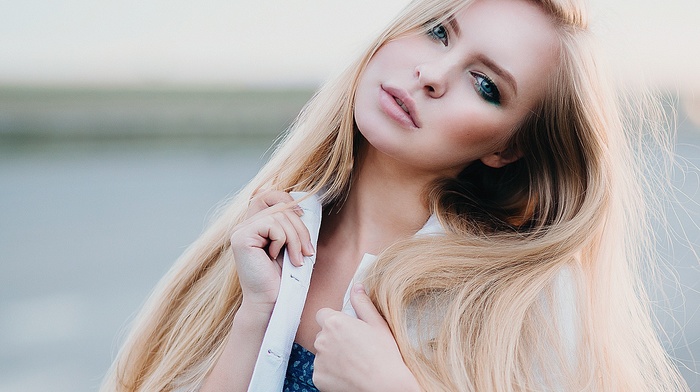 girl, blonde, model, portrait, face
