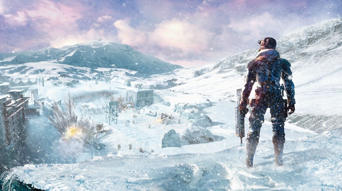 winter, concept art, video games, snow, weapon, Lost Planet