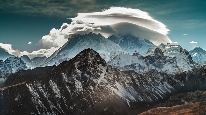 nature, Himalayas, snowy peak, landscape, mountain, clouds