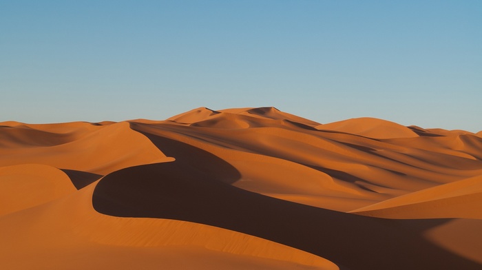landscape, dune, shadow, desert, clear sky, nature, sand