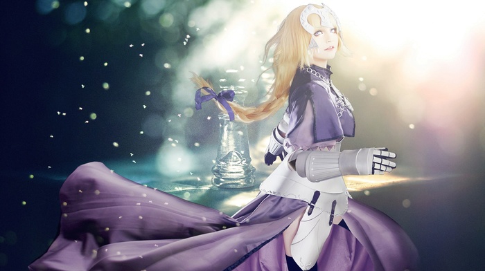 Saber, fate series, lights, Jehanne Darc, cosplay, chess, purple