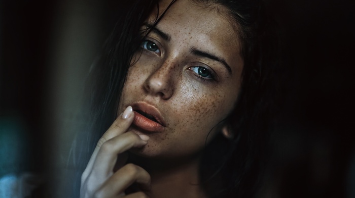 freckles, model, portrait, face, girl