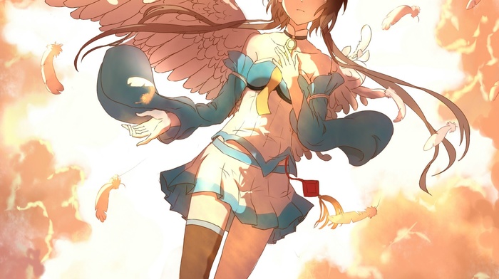 anime girls, Vocaloid, wings, Luo Tianyi