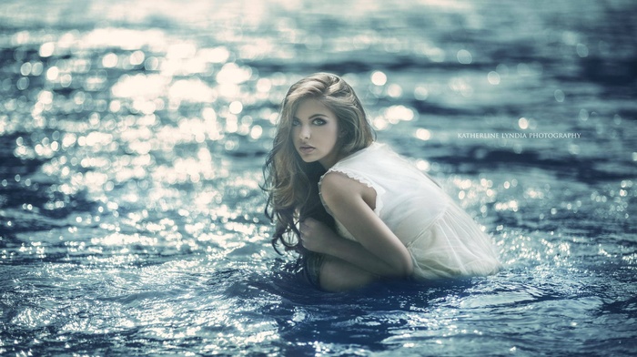 girl, river, wet body, model