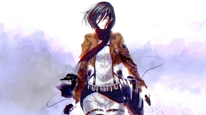 uniform, Mikasa Ackerman, anime, anime girls, blades, black hair, Shingeki no Kyojin
