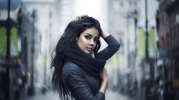 face, brunette, portrait, model, girl, long hair