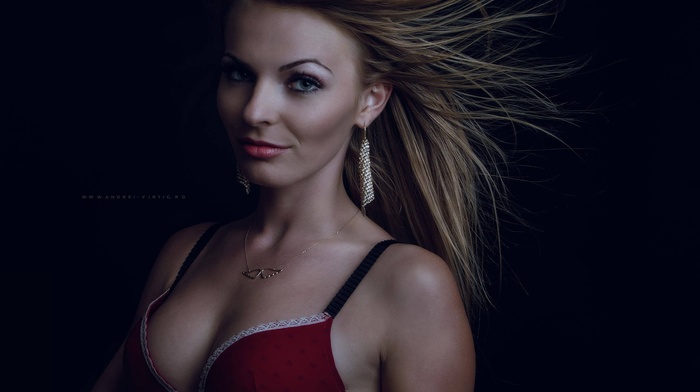 bra, portrait, face, blonde, model, girl