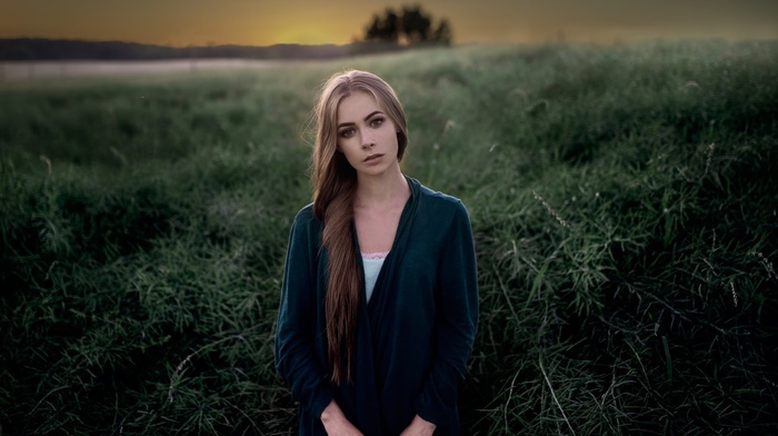 portrait, model, face, brunette, girl, long hair