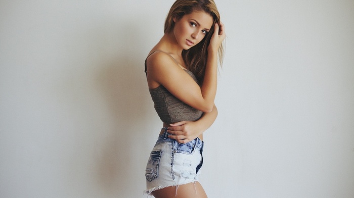jean shorts, girl, walls, model