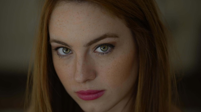 green eyes, portrait, face, model, girl