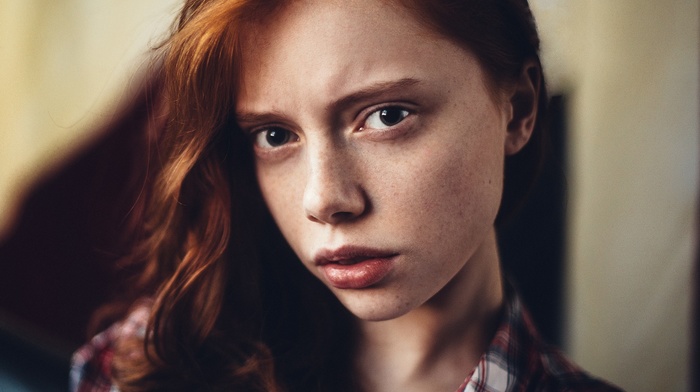 girl, redhead, model, face, portrait