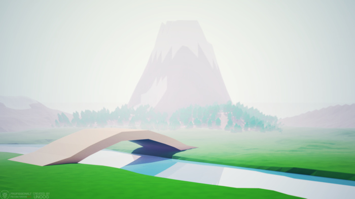 low poly, isometric, mountain, house