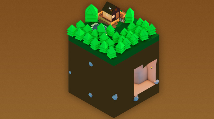 house, mountain, low poly, isometric