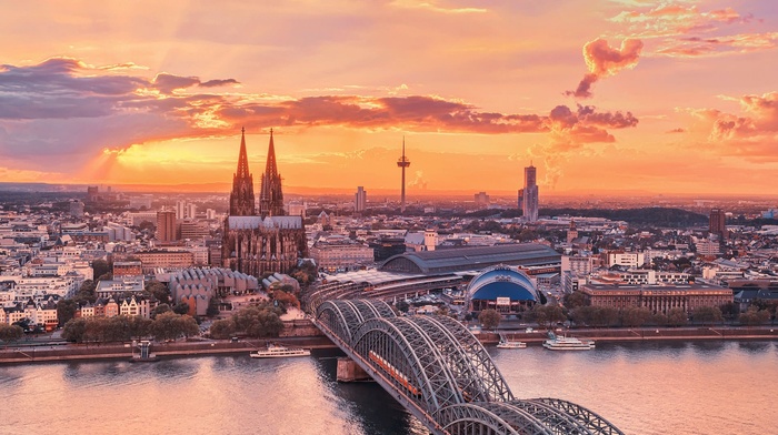 cityscape, Germany, city, sunset
