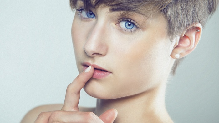blue eyes, portrait, face, model, girl
