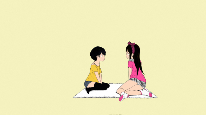 anime girls, stockings, short hair, anime, manga, shorts, Henreader, upskirt, panties, long hair