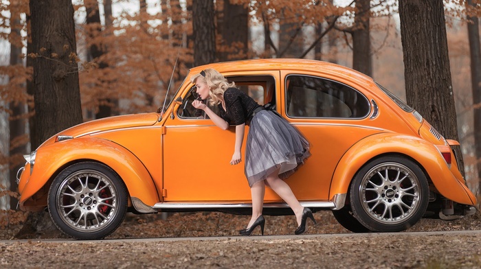 girl, car, model