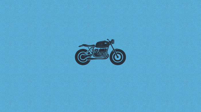blue background, motorcycle, minimalism