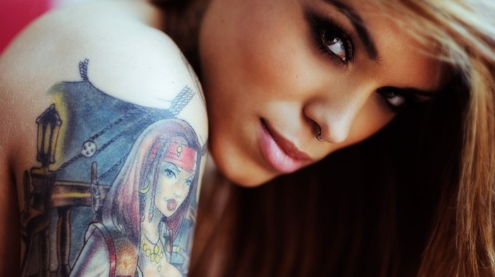 tattoo, Arabella Drummond, model, nose rings