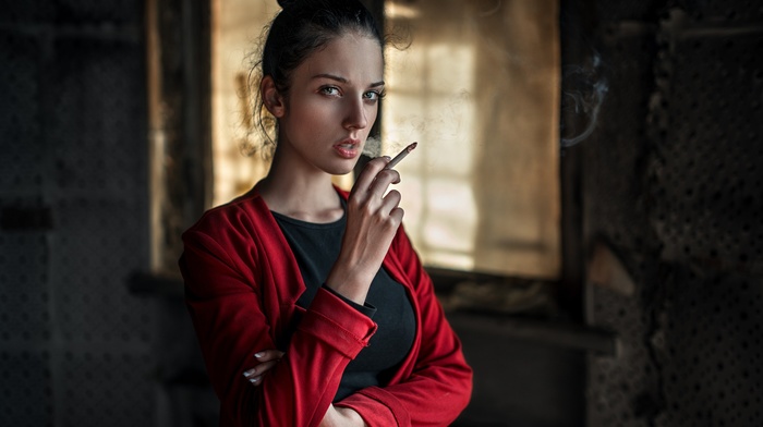 Alla Berger, cigars, girl, model, Georgiy Chernyadyev, portrait, smoke