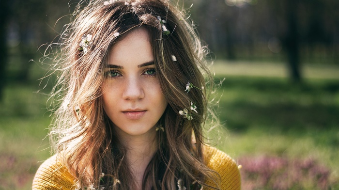 face, portrait, brunette, girl, model