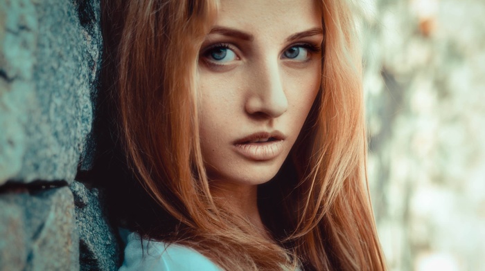 redhead, portrait, model, face, girl