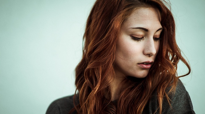 portrait, redhead, nose rings, model, girl, face, Victoria Ryzhevolosaya