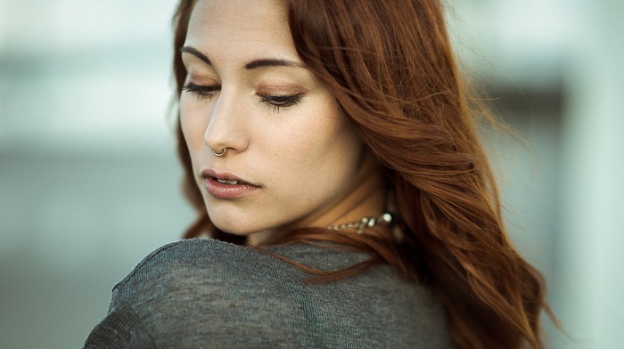 girl, model, face, nose rings, portrait, Victoria Ryzhevolosaya, redhead