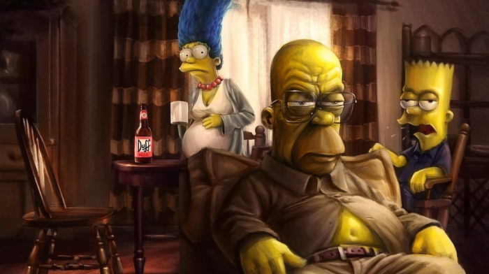 Homer Simpson, The Simpsons, Marge Simpson, artwork, Breaking Bad, Bart Simpson, TV