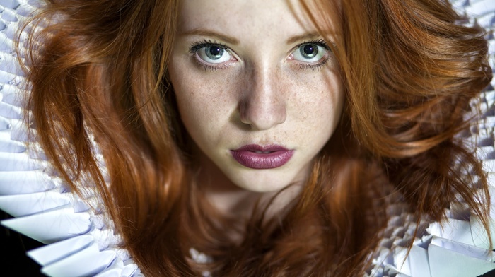 portrait, face, model, girl, freckles, redhead