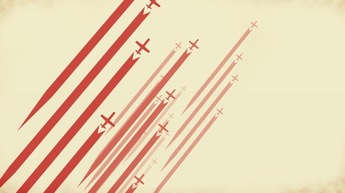 airplane, aircraft, simple background, digital art, stripes, red, minimalism, lines