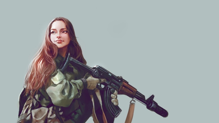 soldier, artwork, girl, weapon