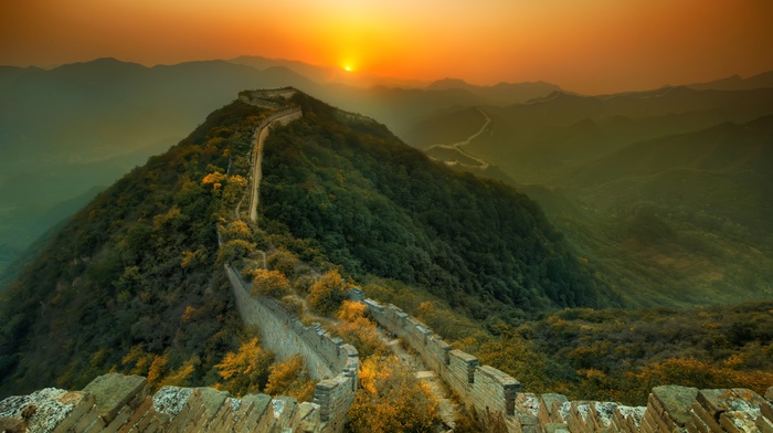 nature, landscape, Great Wall of China, mountain, walls