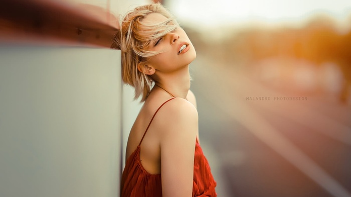 blonde, open mouth, portrait, model, face, closed eyes, girl