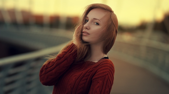 redhead, portrait, face, girl
