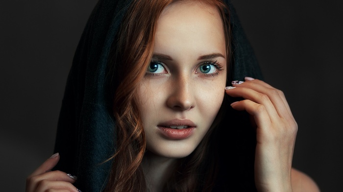 face, portrait, looking at viewer, girl, redhead