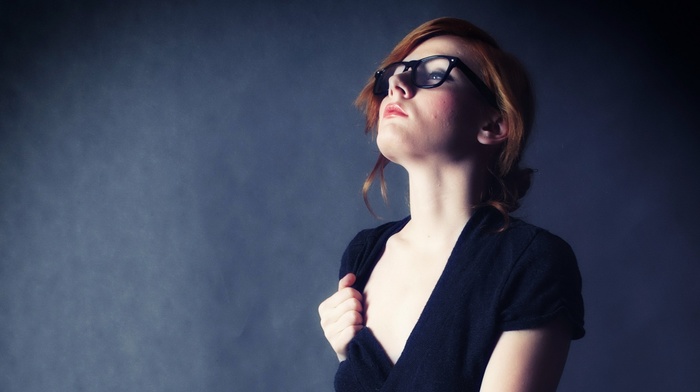 girl with glasses, redhead, girl, glasses