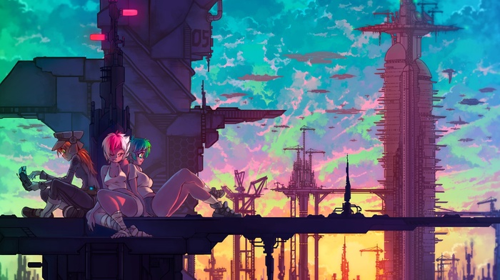 futuristic, anime girls