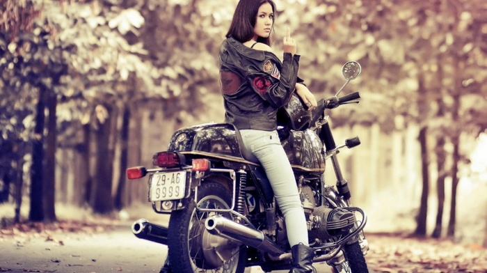 motorcycle, girl
