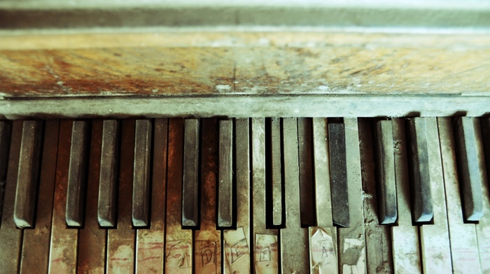 piano, texture, music, abandoned, old