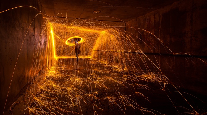 sparks, long exposure