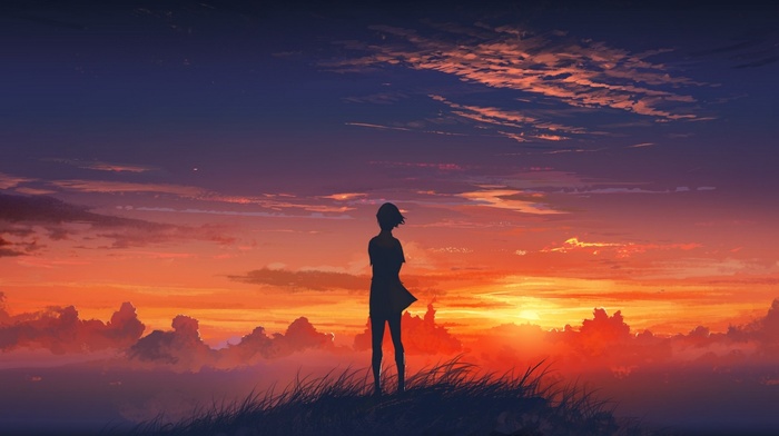 sunset, sunrise, anime