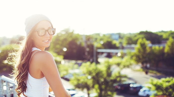 sun rays, girl, glasses, model