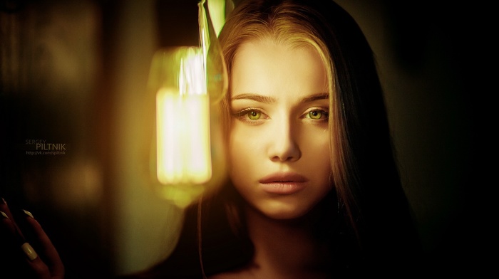 lights, girl, model, portrait, blonde, face