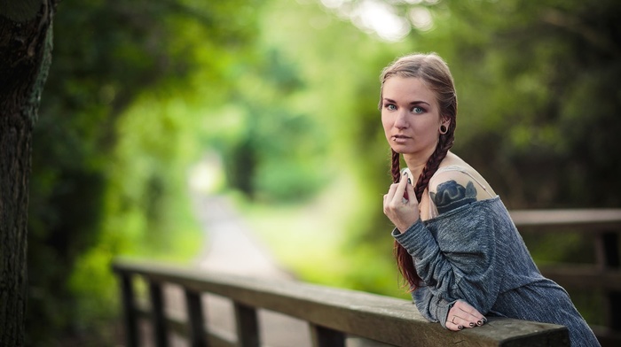 girl, blonde, tattoo