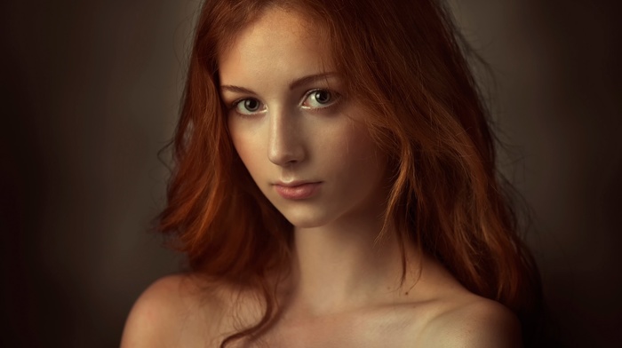 face, portrait, model, redhead, girl